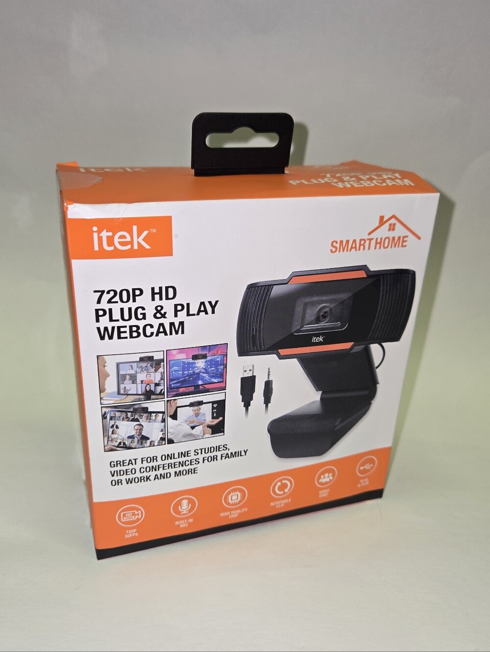 itek 720P HD Plug & Play Webcam - Black and Orange